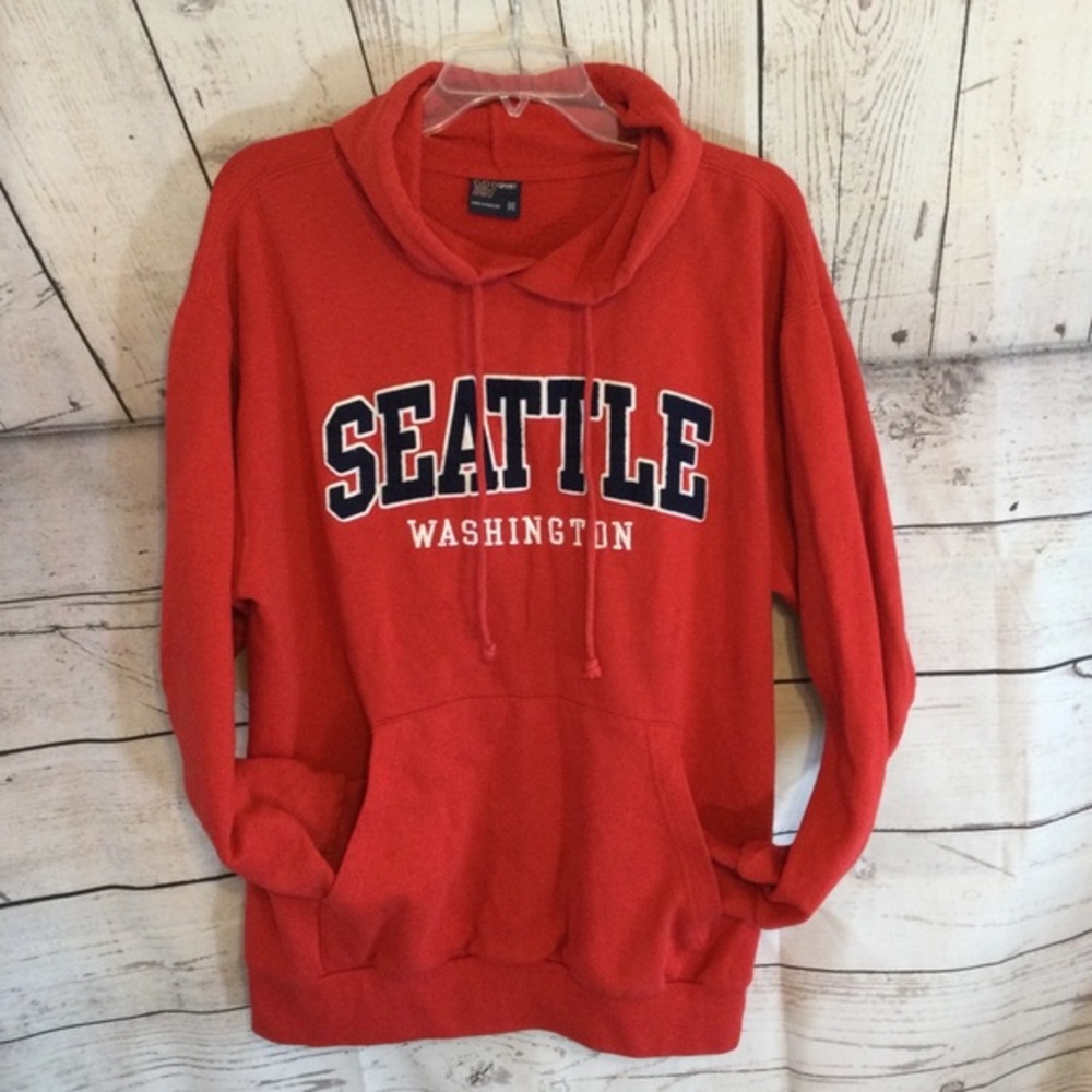 Seattle Washington MV Sport Red Casual Hoodie Size Medium